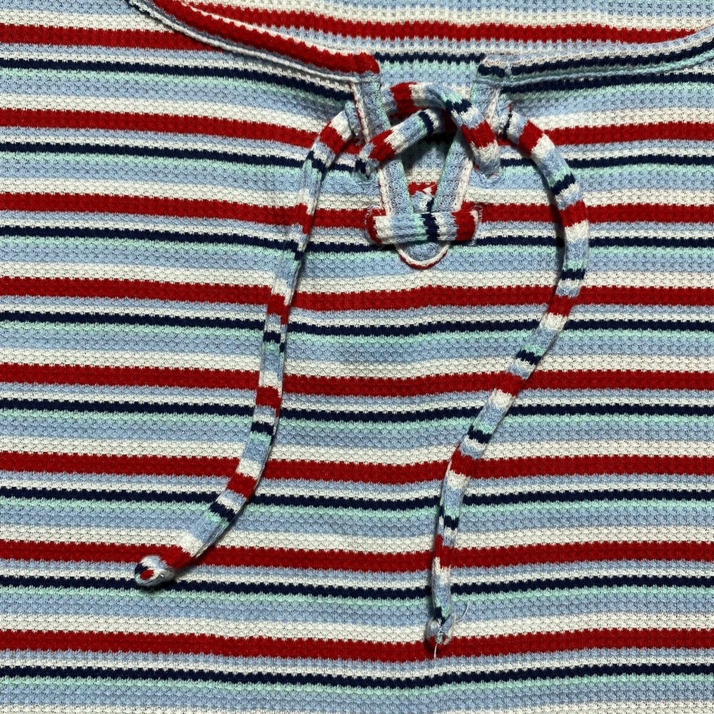 SO Good For Life Juniors Striped Lace-Up Tee Size 3X Blue White Red Green - Picture 5 of 9